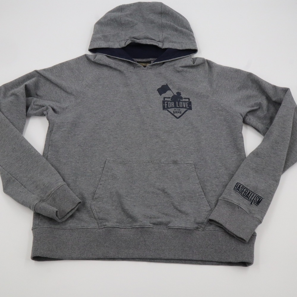 Baseballism Hoodie Mens L Grey For Love Of The Game Quote Graphic Pullover